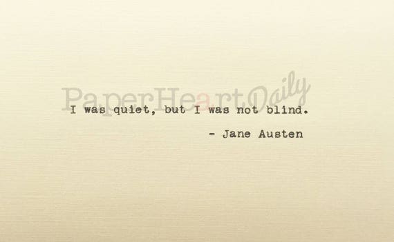 Ich War Nicht Blind Jane Austen Eingegeben Zitat Etsy