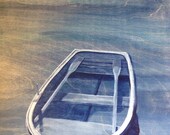 Blue Wall Art, Row Boat, Dreamy, Cottage Chic,16x20, Dream Boat