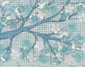 Blue Floral Collage, Blue Wall Art, Original, OOAK, Collage, Small Wall Art, Cool Blue