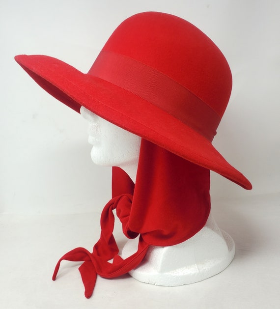 Betmar Street Smart Red Wool Hat with Attached Sc… - image 4