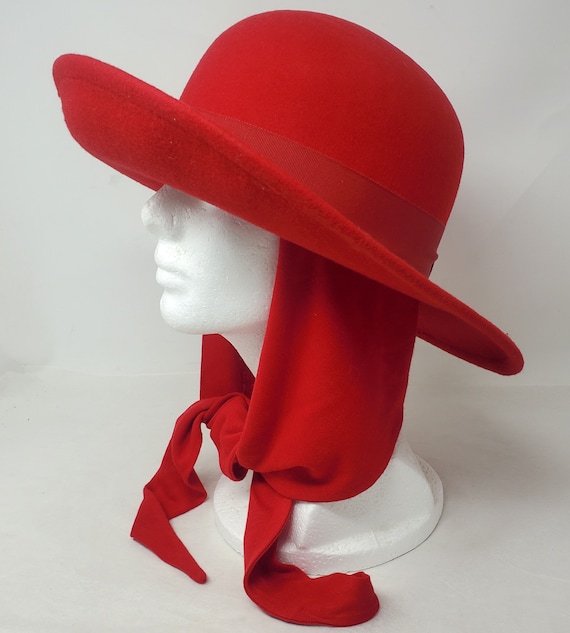 Betmar Street Smart Red Wool Hat with Attached Sc… - image 2