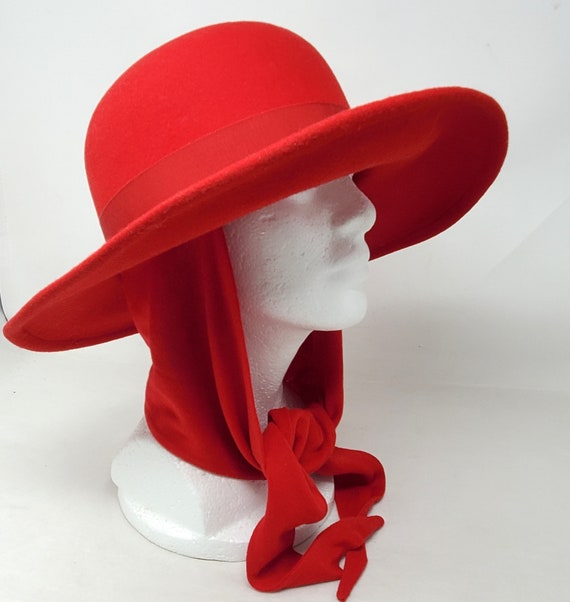 Betmar Street Smart Red Wool Hat with Attached Sc… - image 3