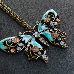 Y2k Punk Hollow Butterfly Diamond Necklace,Butterfly Necklace,Butterfly Jewellery,Animal Necklace,Punk Choker Necklace,Unisex Chain Necklace