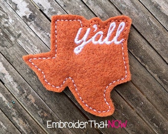 Texas Y’all State Heart Digital Feltie Embroidery Design File