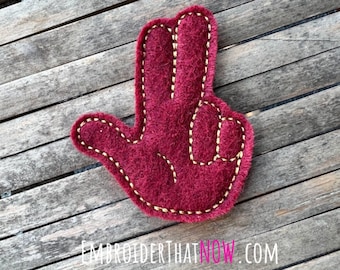 Texas Handzeichen ASL digitale Feltie-Stickerei Zeichensprache Design File ITH Projekt