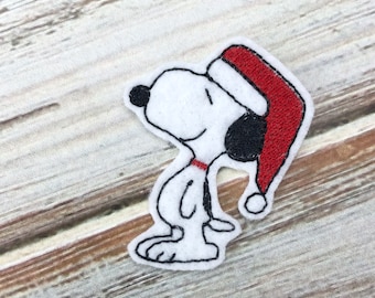 Weiß Weihnachten Hund Weihnachtsmütze Stickdatei