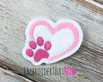 Heart Paw Digital Feltie Embroidery Design File