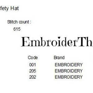 Puede incluir: Una carta de colores para hilo de bordar con tres colores: blanco, amarillo y amarillo lim&oacute;n. La carta muestra el nombre b&aacute;sico, el c&oacute;digo, la marca y la descripci&oacute;n de cada color. El texto "Embroider ThatNOW" est&aacute; en letras rosas.