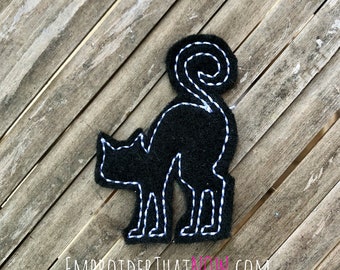 Black Cat Digital Feltie Embroidery Design File