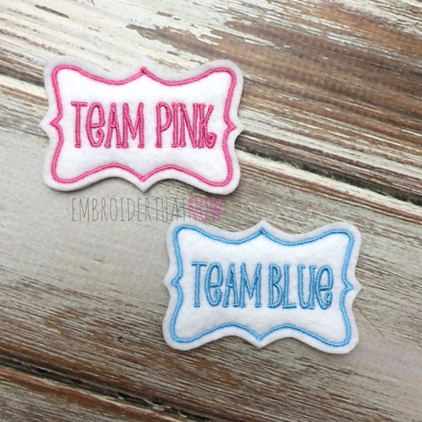 Team Pink and Team Blue Digital Feltie Embroidery Design File