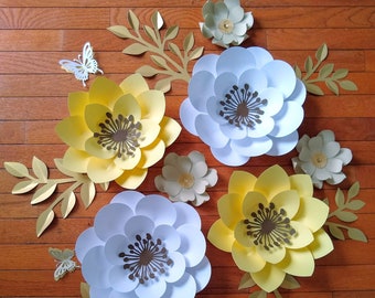 8 paper flowers set nursery paper flowers, large paper flowers, nursery decor, nursery wall decor, paper flower decor