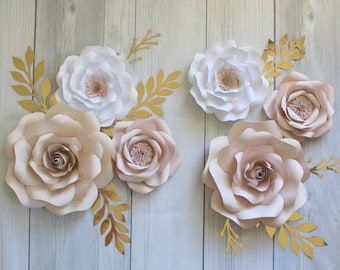 SALE 6 Piece Paper Flower Set | Nursery Wall Decor | Nursery Wall Flowers | Floral Backdrop