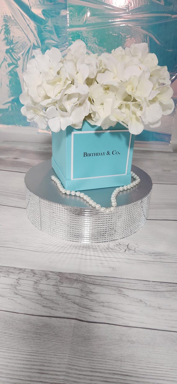 Breakfast at Tiffany party Centerpiece - Tiffany Mint box with satin ribbon