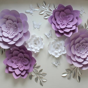 Paper flowers set  nursery paper flowers, large paper flowers, nursery decor, nursery wall decor, paper flower decor