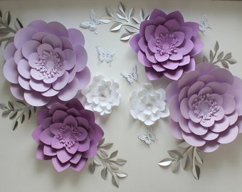 Paper flowers set  nursery paper flowers, large paper flowers, nursery decor, nursery wall decor, paper flower decor