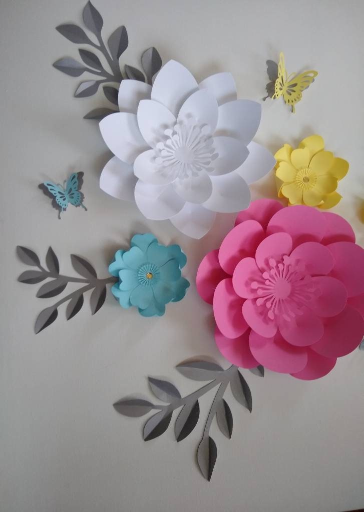 Paper Flowers Decorations for Wall, Nursery Decor, Nepal