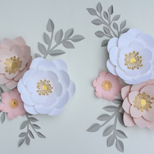 6 Paper Flower Nursery Paper Flowers Large Paper Flowers Etsy