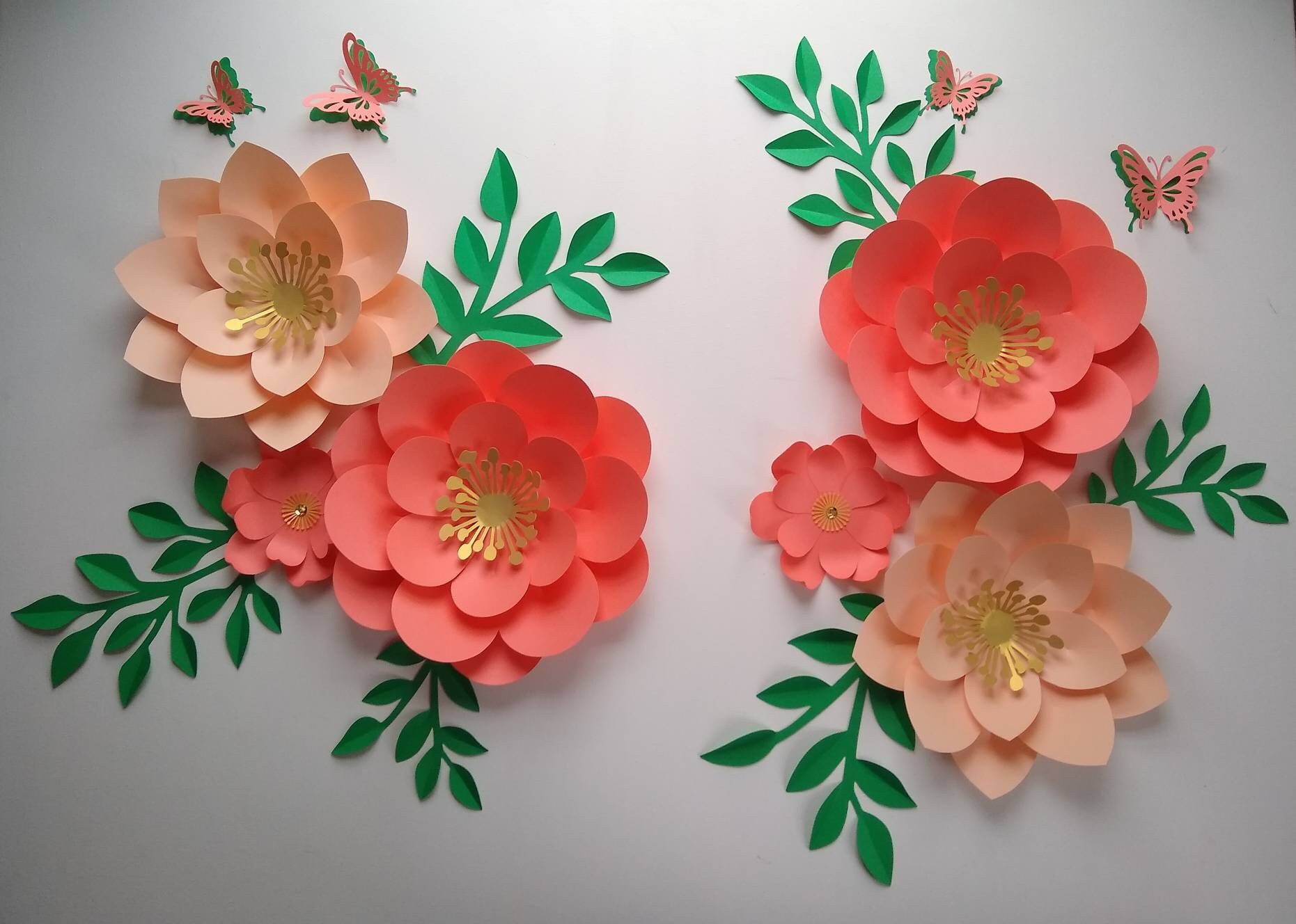  Paper Flowers Fall Backdrops - Includes 5 Paper Flowers 14 Paper  Leaves - Fully Assembled : Home & Kitchen