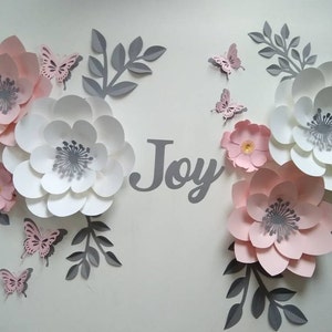 6 paper flower nursery paper flowers, large paper flowers, nursery decor, nursery wall decor, paper flower decor