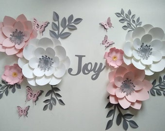 6 paper flower nursery paper flowers, large paper flowers, nursery decor, nursery wall decor, paper flower decor