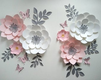 6 paper flower nursery paper flowers, large paper flowers, nursery decor, nursery wall decor, paper flower decor