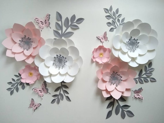 6 paper flower nursery paper flowers, large paper flowers, nursery decor, nursery wall decor, paper flower decor