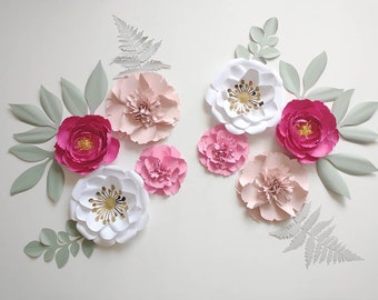 Peonies flowers set nursery paper flowers, large paper flowers, nursery decor, nursery wall decor, paper flower decor