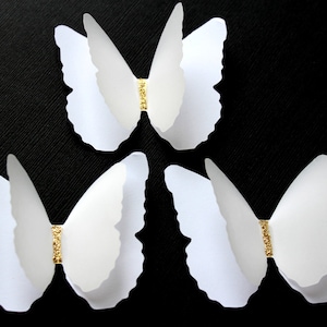 12 weiße Schnee geschichtete Schmetterlinge Hochzeit Tischdekoration / Brautparty / Party Dekoration / Wanddekoration