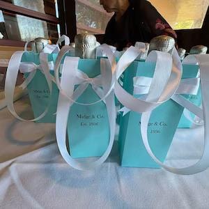 Bolsas para mini botellas de champán/prosecco estilo "Desayuno con diamantes" / Bolsas elegantes con cinta para mini botellas