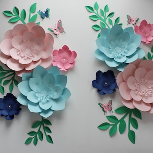 8 paper flowers set nursery paper flowers, large paper flowers, nursery decor, nursery wall decor, paper flower decor