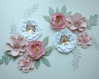 Peonies flowers set nursery paper flowers, large paper flowers, nursery decor, nursery wall decor, paper flower decor