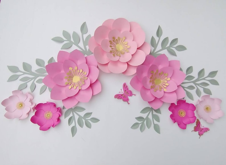 8 Paper Flowers Set Nursery Paper Flowers Large Paper Etsy