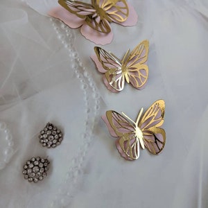24 papillons de tailles variées faits main, décoration de mariage/papillon de douche nuptiale 3D/décoration de fête/bébé/douche, fête d'anniversaire