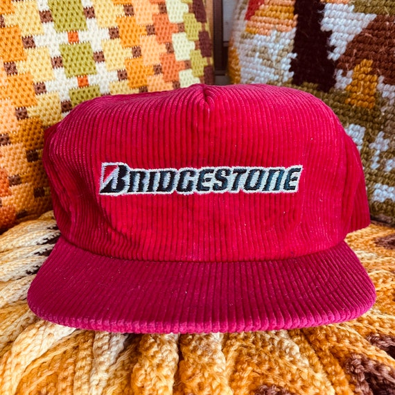 90s Bridgestone Tires Hat Vintage 1990s Red Corduroy - Etsy