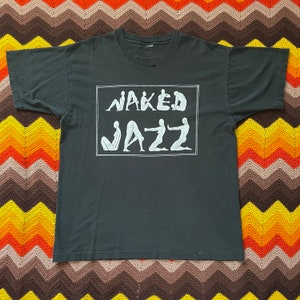 90s Naked Jazz Shirt - Vintage 1990s Eric Vaughn Shirt - Size Large - Thrashed, Faded - Louis Armstrong - Miles Davis - Duke Ellington