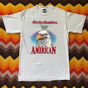 90s Harley Davidson Cafe New York Shirt - Vintage 1990s Motorcycle - Size Medium / Large - Bald Eagle - All American - Biker - Chopper
