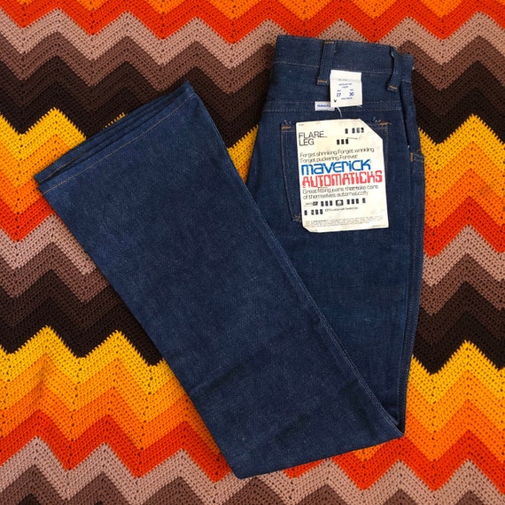 70s Maverick Automaticks Flare Denim Jeans - Vinta