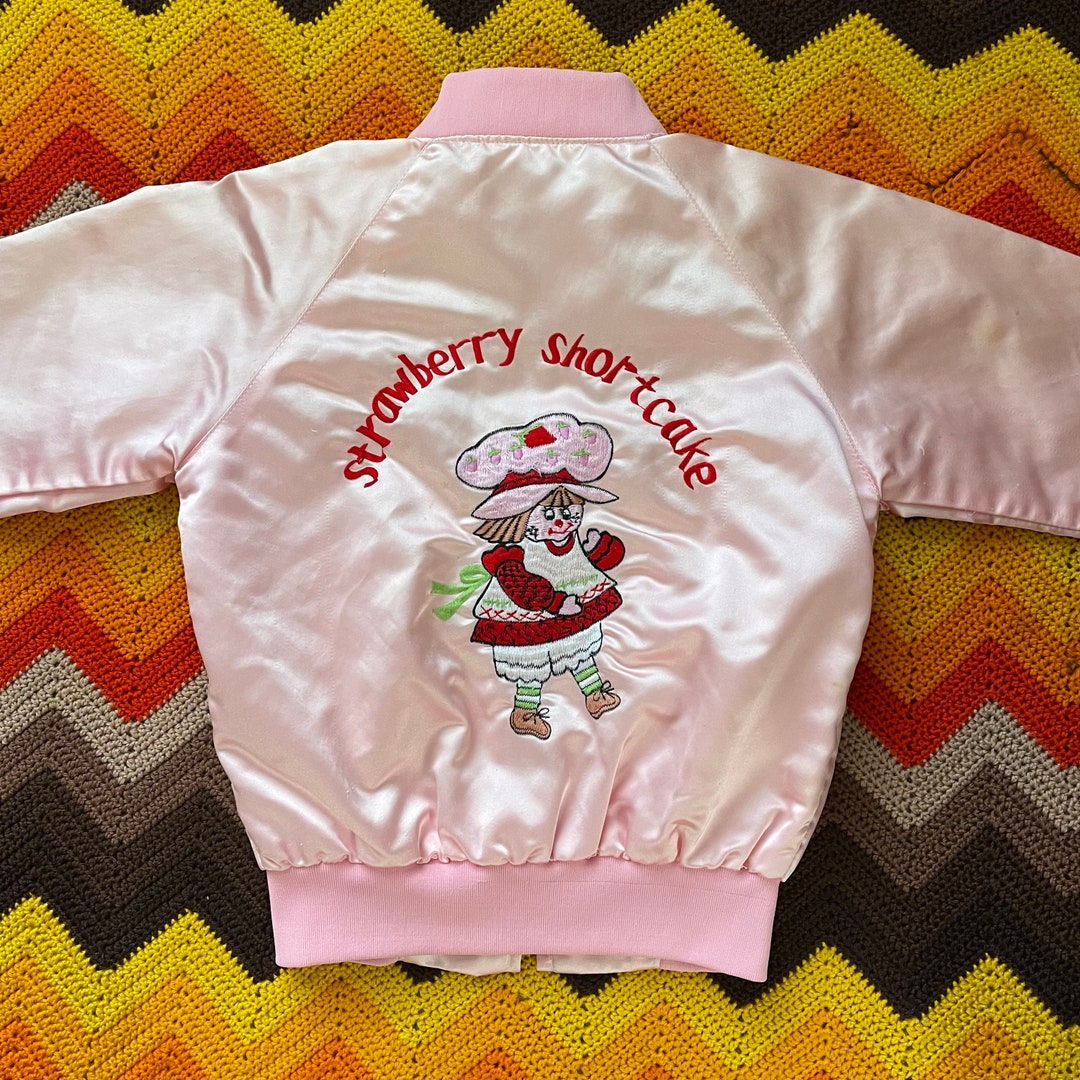 80s Strawberry Shortcake Jacket Vintage 1980s Kids Bomber Jacket Girls