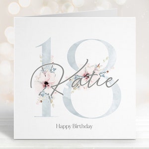 Carte personnalisée 18e anniversaire, carte pour fille, carte pour elle, nièce, carte pour soeur, amie, 18e anniversaire, anniversaire d'âge, jalon