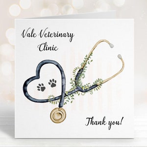 Carte de remerciement personnalisée vétérinaire, carte de remerciement d'infirmière vétérinaire, carte de remerciement, cadeaux de vétérinaire, cartes de vétérinaire, carte d'infirmière vétérinaire, merci au personnel vétérinaire
