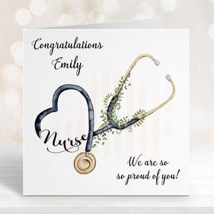 Carte personnalisée de félicitations pour infirmière, carte d'infirmière qualifiée, infirmière diplômée, carte de remise des diplômes, cadeaux d'infirmière, cartes d'infirmière, Forever Dotty