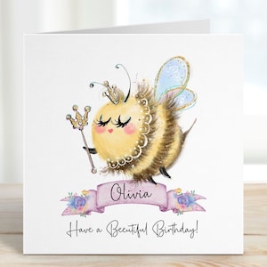 Carte d'anniversaire bourdon personnalisée, passez un bel anniversaire, carte pour un ami, carte pour fille, cadeaux abeille, carte bourdon