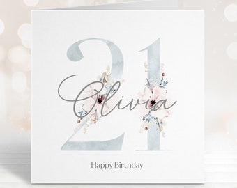 Personalised 21st Happy Birthday Card for Her, 21st Birthday Daughter, 21st Birthday Niece, 21st Birthday Card Granddaughter, 21st Friend