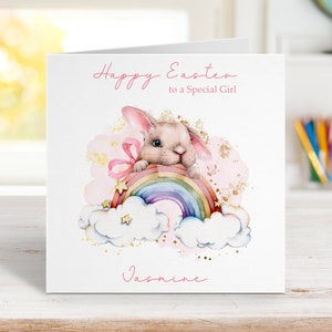 Personalised Girls Bunny Easter Card, Childrens Easter Card, Easter Card for Girls, Easter Card for Daughter, Easter Card for Granddaughter image 1