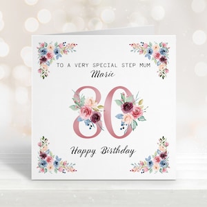 80e carte de joyeux anniversaire personnalisée, carte pour maman, carte pour grand-mère, grand-mère, carte pour soeur, tante, nom, carte d'anniversaire, âge
