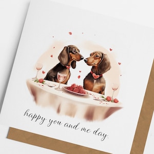 Carte d'anniversaire de mariage chien saucisse, carte d'anniversaire teckel, carte d'anniversaire pour mari, cadeau d'anniversaire, carte d'anniversaire pour femme