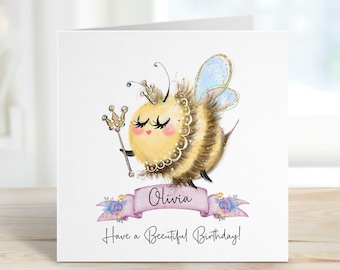 Carte d'anniversaire bourdon personnalisée, passez un bel anniversaire, carte pour un ami, carte pour fille, cadeaux abeille, carte bourdon