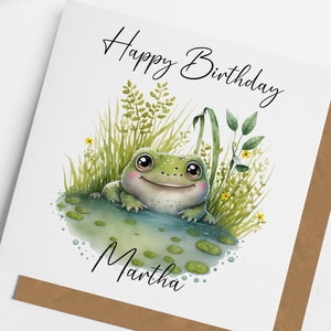 Carte d'anniversaire personnalisée grenouille, anniversaire grenouille mignonne, carte pour ami, carte pour fille, cadeaux grenouille, carte grenouille, carte pour maman