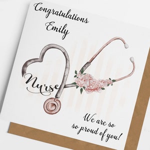 Carte personnalisée de félicitations pour infirmière, carte d'infirmière qualifiée, infirmière diplômée, carte de remise des diplômes, cadeaux d'infirmière, cartes d'infirmière, Forever Dotty