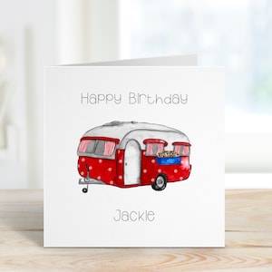Carte d'anniversaire caravane personnalisée, carte d'anniversaire caravane, carte pour ami, carte pour fille, carte pour papa, carte pour maman, cadeaux de caravane